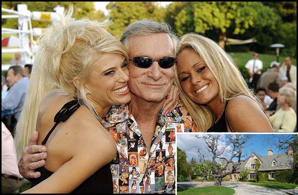 casa_hefner_946772 Hugh Hefner y sus 'playmates'; a la derecha, la casa que ha puesto en venta