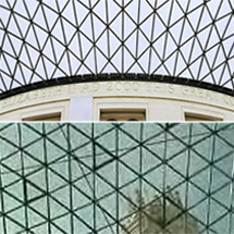 Imagen de la cúpula del British (arriba) y del Ayuntamiento (abajo)