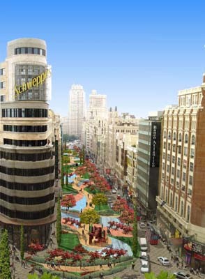 Proyecto de jardín peatonal en La Gran Vía, de Miguel Oriol Foto: Miguel Oriol