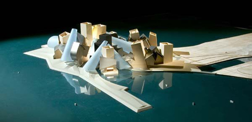 Maqueta del Proyecto para Abu Dhabi, un edificio típico de Frank Gehry