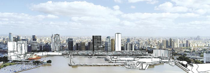 Vista. Desde el río, el edificio Balcón de Buenos, recompone un frente urbano.  