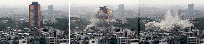 Demolición mediante explosivos en la Ciudad de Zhongshan (China)