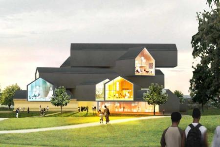 Maqueta de la VitraHaus que el estudio de arquitectura Herzog & de Meuron ha proyectado en Alemania.-