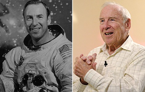 El astronauta James Lovell en 1970 y en la actualidad. | NASA / Reuters