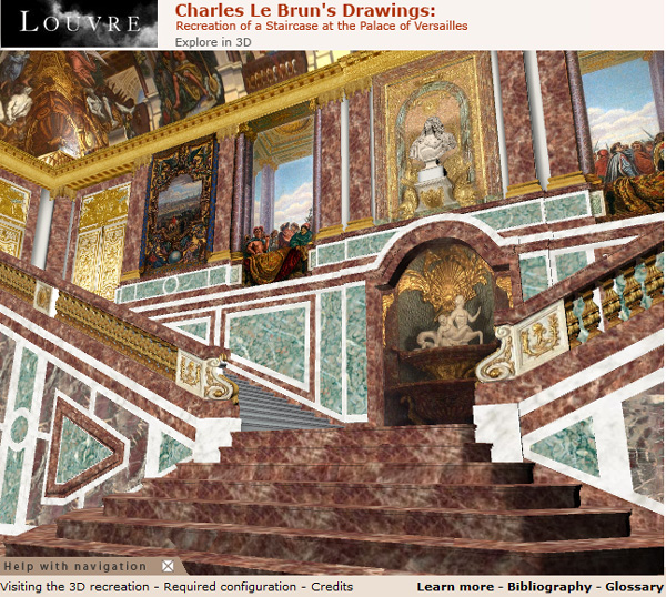 Recreación de las Escaleras del Palacio de Versailles (Web 3D del Louvre)