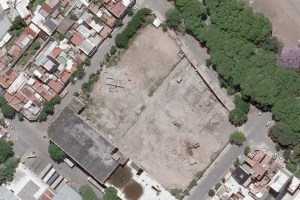 Vista aérea de la manzana donde se erigirá la nueva sede bancaria  Foto: Gentileza Banco Ciudad / LaNaciOnline