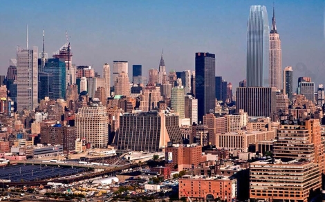 NuevaYork_CesarPelli_1282808284_0 Recreación de una panorámica de la ciudad, ya con el nuevo edificio, realizada por el estudio de César Pelli. Efe / ElMundo.es