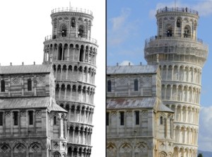 El antes y el después de las obras de restauración de la famosa Torre de Pisa. | Afp - ElMundo.es