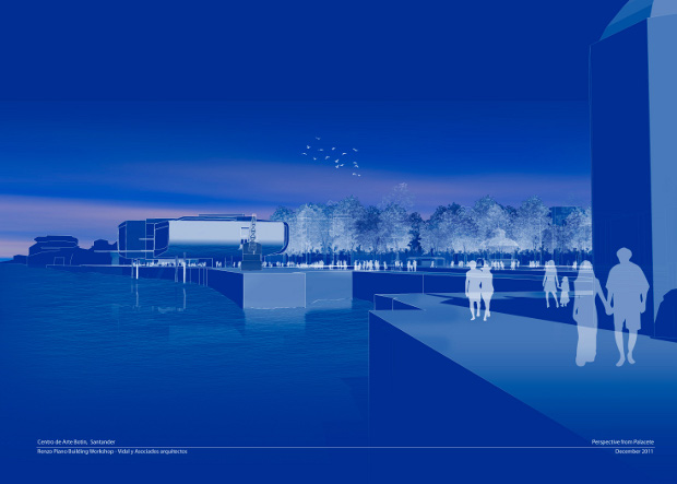 620px_perspectiva_p17---perspec-Palacete-RPBW 20.12.2011 Perspectiva del Centro Botín desde el Palacete - Renzo Piano Building Workshop (Imagen Cortesía Fundación Botín)