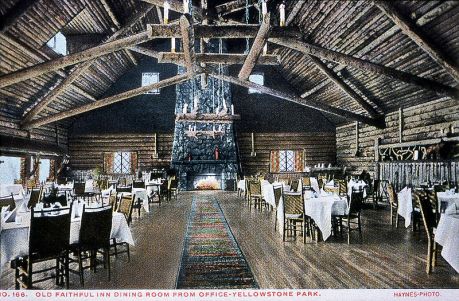 Undated Frank Jay Haynes postcard of Old Faithful Inn Dining Room  - Wikimedia Commons