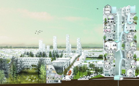 Rendering of Nature-City, Salem-Keizer, Oregon. 2011. Courtesy WORKac - Web del MoMA