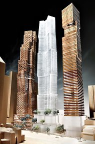 A rendering of Frank Gehry’s residential towers planned for Toronto. Gehry International, Inc.