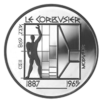 Moneda conmemorativa donde aparece el Modulor de Le Corbusier - Swiss Commemorative Coin, 1987 / Wikipedia