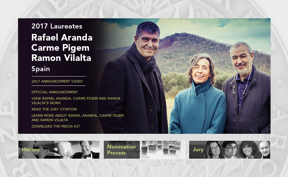 Rafael Aranda, Carme Pigemand Ramon Vilalta (España)  Receive the 2017 Pritzker Architecture Prize