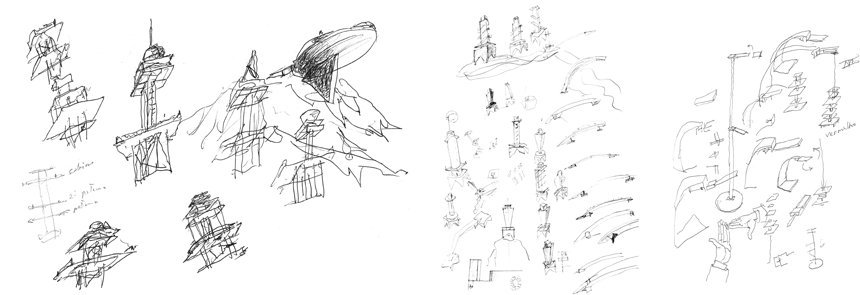 Sketches of lamps and the tower in Proença-a-Nova © Álvaro Siza - aedes-arc.de